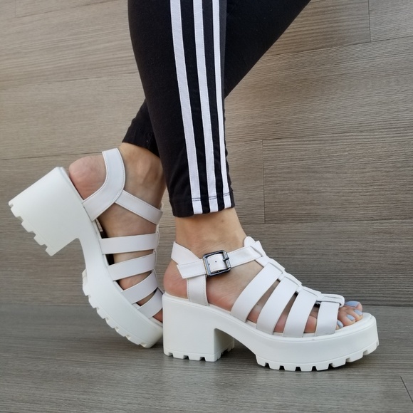 Open Toe 90's Grunge Look Chunky Summer Shoes - Picture 3 of 7